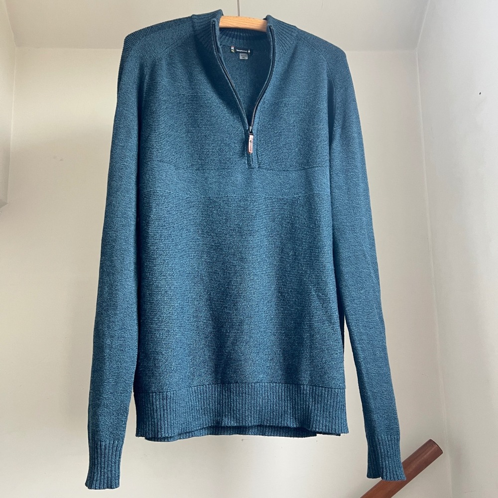 Smartwool Mens Sparwood Half Zip Sweater Blue Size XL Pullover Merino Wool